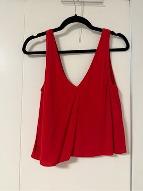 Aritzia Red V-Neck Sleeveless Blouse